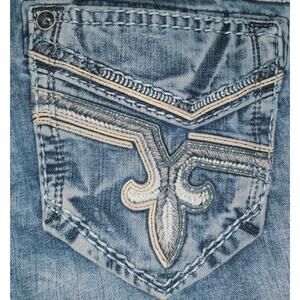 Men's Medium Wash Straight Rock Revival Jeans "Cael" Tag Size: 36 Inseam: 29"